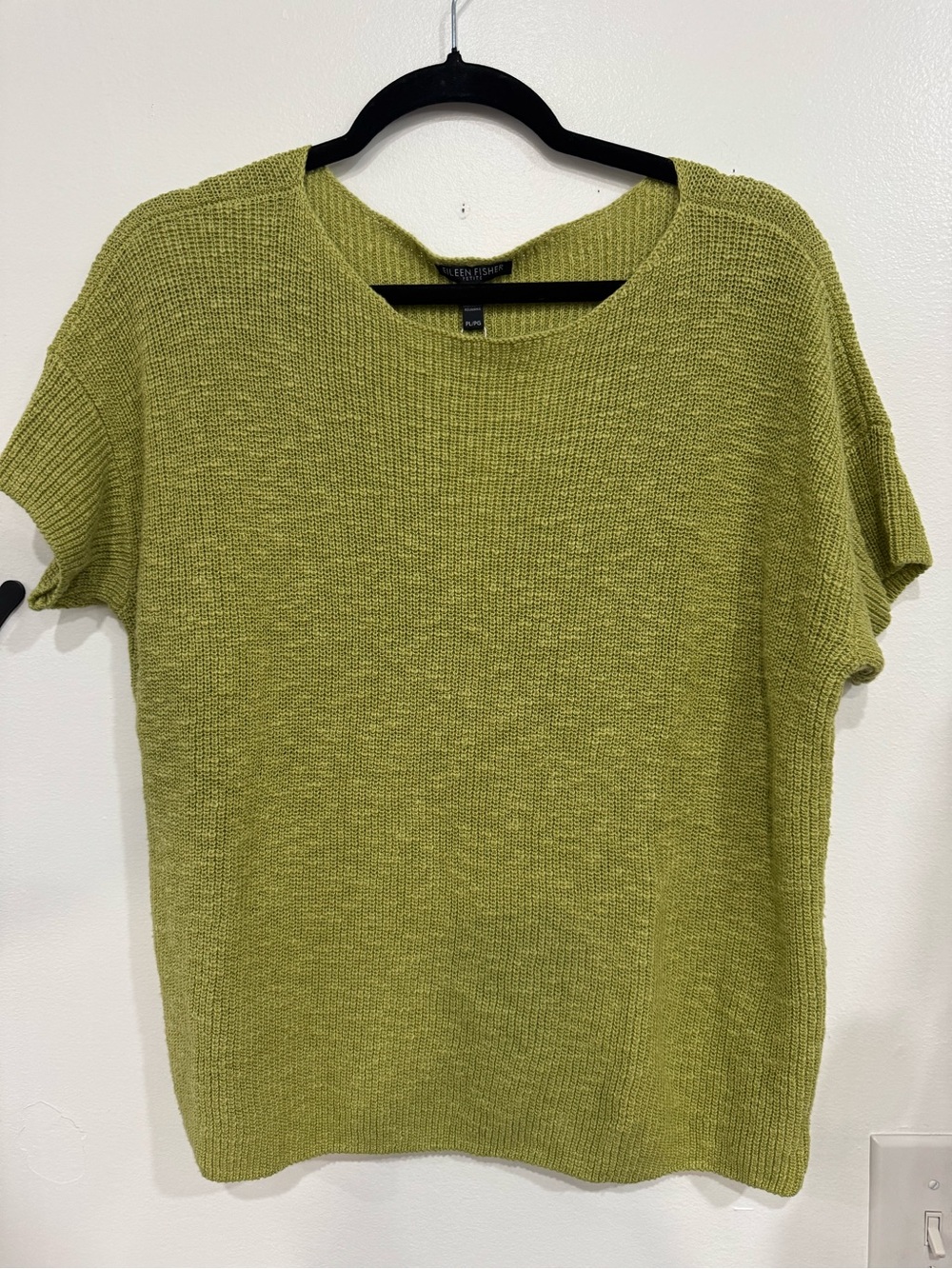 Eileen Fisher Olive-Green Short Sleeve Knit Sweater